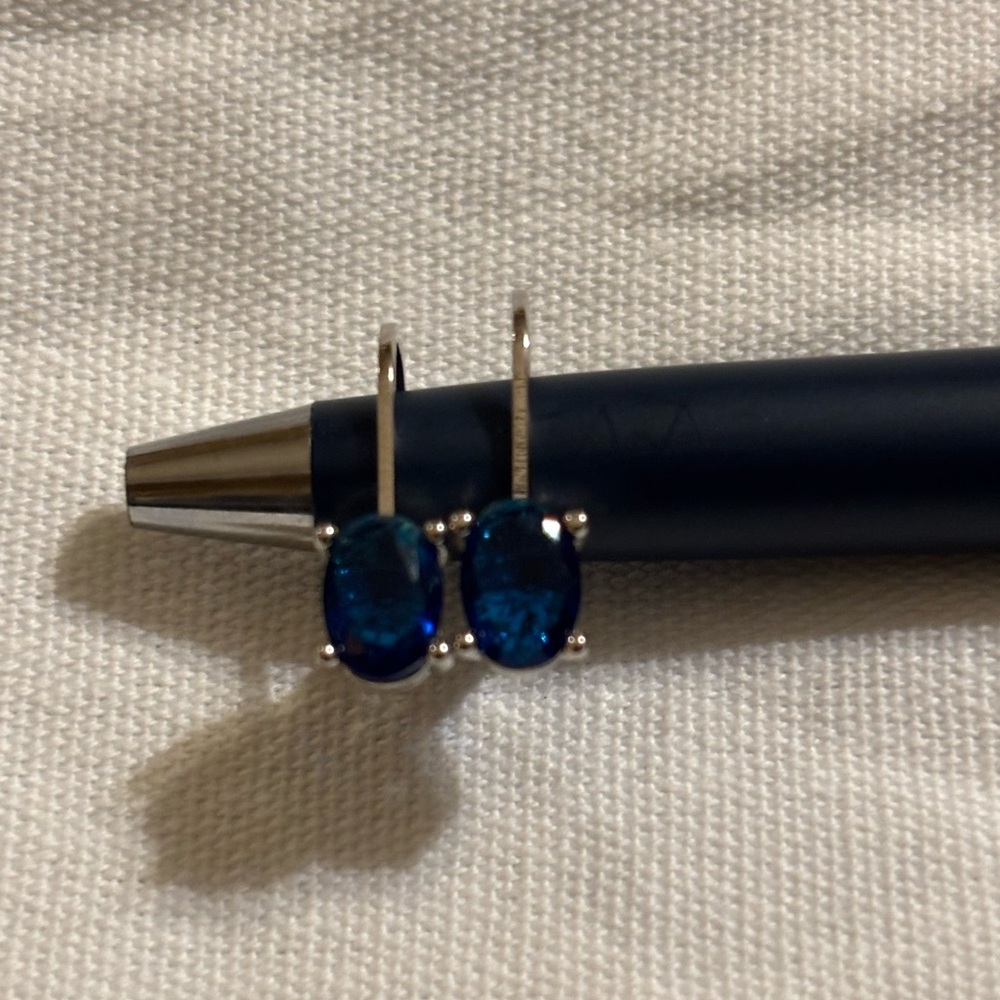 Elegant Blue Stone and Silver Drop Earrings